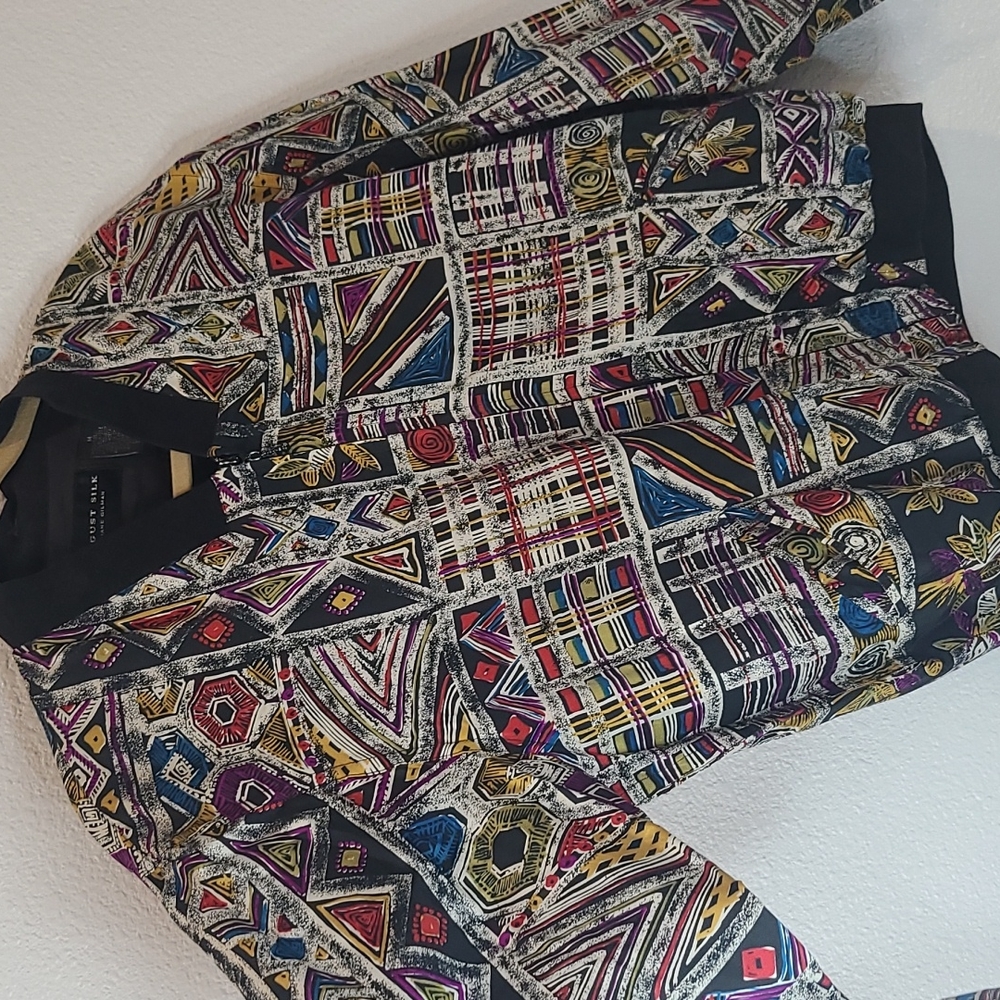 Retro August Silk abstract silk windbreaker jacket medium - Picture 6 of 12